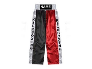 Individuelle Kickbox-Hose : KNPANTS-001-Schwarz-Rot