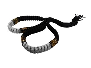 Prajead Muay Thai Armbinden Kampfschmuck : Thai Stil Schwarz-Silber