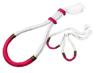 Stirnband und Armbinden Muay Thai Kampfschmuck : Thai Stil Weiss-Rosa