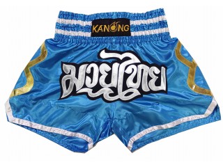 Kanong Muay Thai shorts - Thaiboxhosen für Kinder : KNS-143-Himmelblau-K