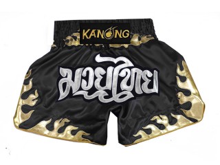 Kanong Muay Thai shorts - Thaiboxhosen für Kinder : KNS-145-Schwarz-K