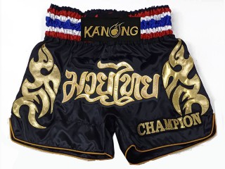 Kundenspezifische Muay Thai Hosen : KNSCUST-1206 Schwarz