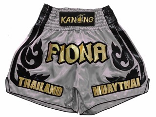 Kundenspezifische Thai Boxen Hose : KNSCUST-1246-Grau